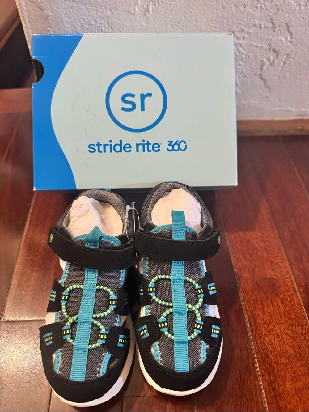 Stride Rite Kids' Black & Teal Active Sandals (little kid size 8M)